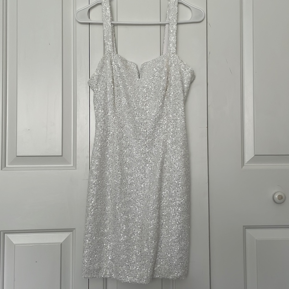 Jay Godfrey White Sequin Cocktail Dress